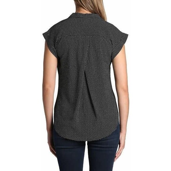 Jachs Girlfriend Women’s 2XL Black & White Polka Dot Heart Button Down Blouse - Picture 5 of 12